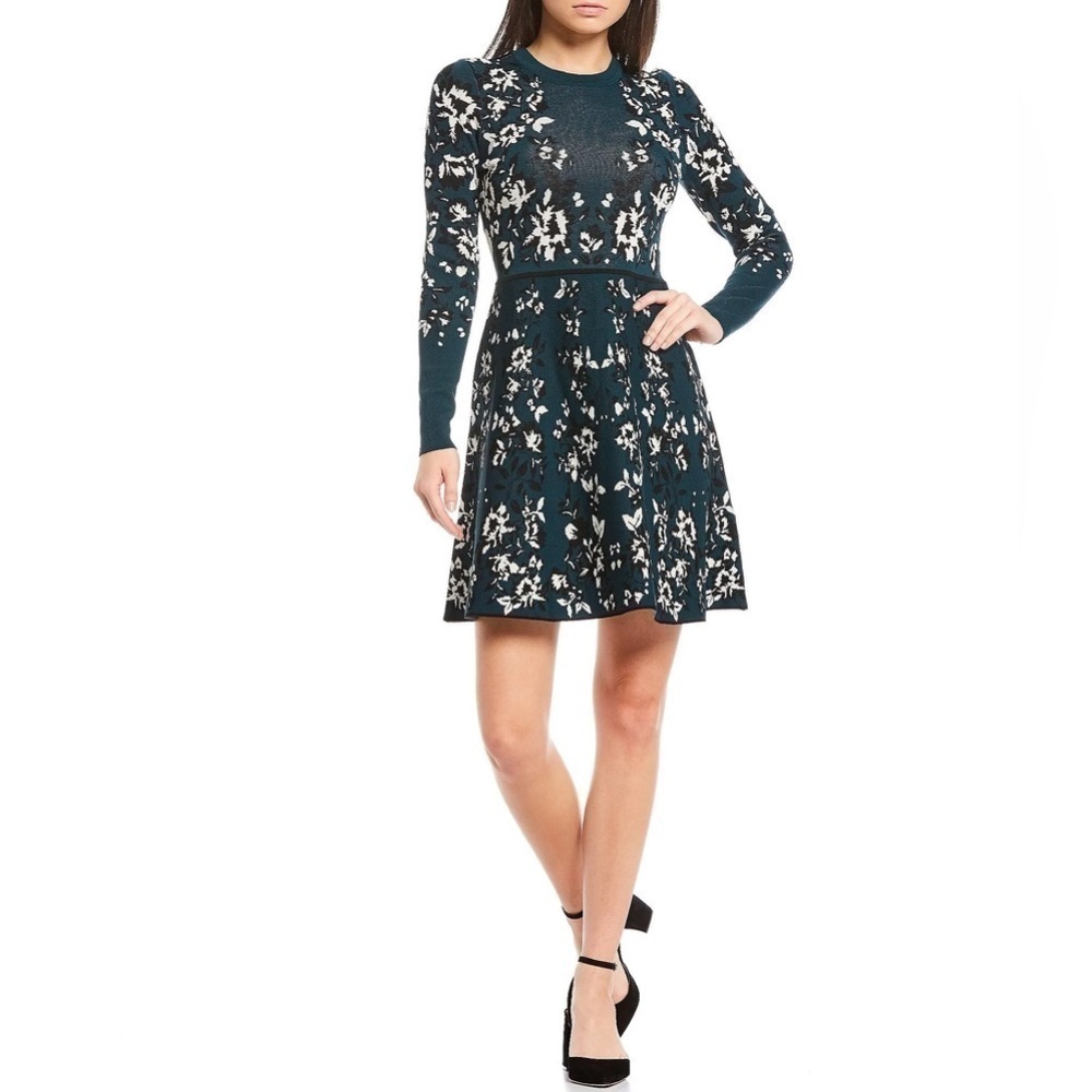 Eliza J Hunter Green Floral Dress‎ Size Small
